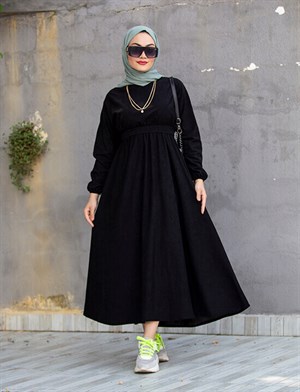 Yeni Kadife Mevlana Elbise-Siyah
